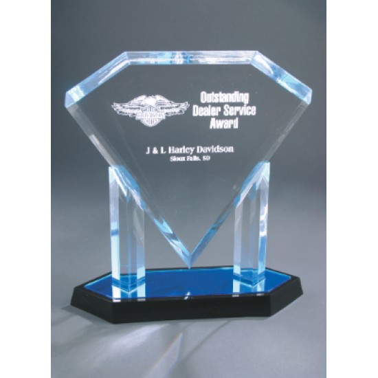 12" Blue Acrylic Floating Diamond Award