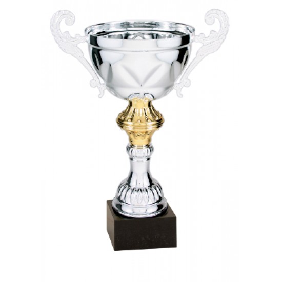 10 3/4" Silver Completed Metal Cup Trophy w/Marble Base
