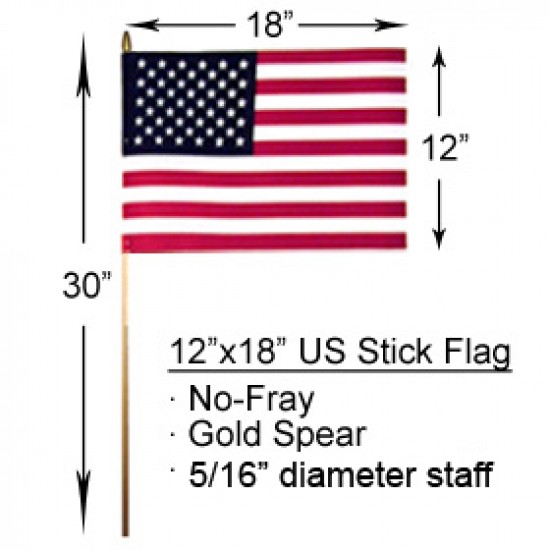 12" x 18" US Stick Flag