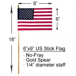 6" x 9" US Stick Flag No-Fray Cotton Price per Gross