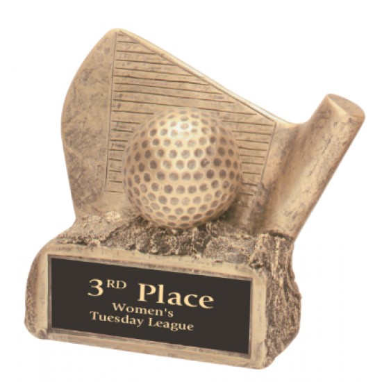 3 1/2 inch Antique Gold Golf Resin Award