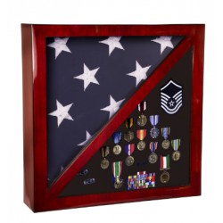 Flag Display Case with Rosewood Piano Finish. Holds 5 X 9-1/2' Flag.