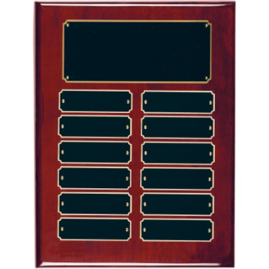 9 x 12" 12 Plate Rosewood Piano Finish Perpetual Plaque Award