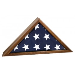 Memorial Flag Display with Walnut Piano Finish. Holds 5 X 9-1/2' Flag