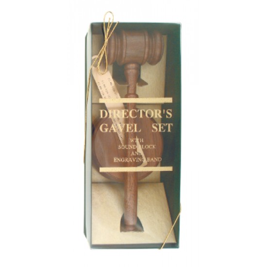 Director's Walnut Gavel Set in Gift Box with engraved band