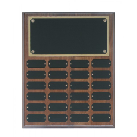 12 x 15" 24 Plate Walnut Perpetual Plaque Award