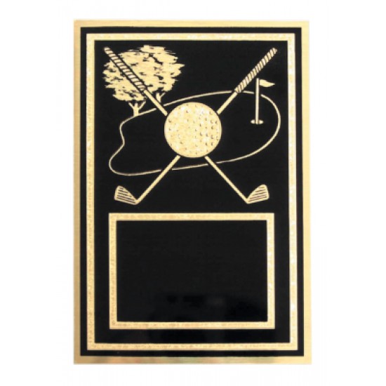4 x 6 Black/Gold Golf Award Plate on Plaque with Engraving