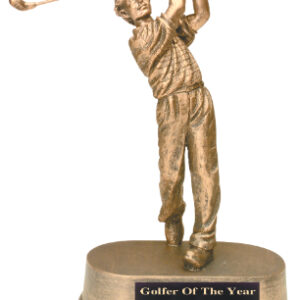 8 3/4 Inch Antique Gold Male Resin Golfer Trophy