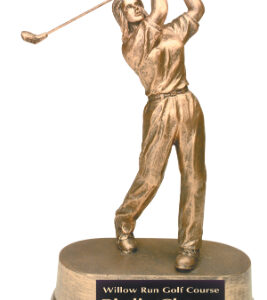 9 inch Antique Gold Female Resin Golfer Trophy