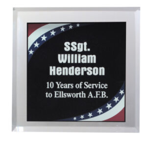 4 x 4 Stars & Stripes Marbleized Acrylic Paperweight