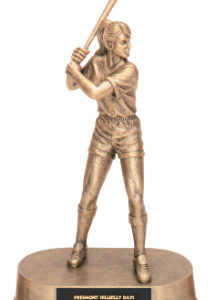9 1/4 inch Antique Gold Female Resin Softball Trophy
