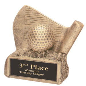 3 1/2 inch Antique Gold Golf Resin Award