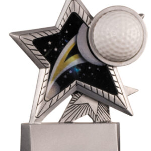 6 inch Silver Golf Motion Star Resin Trophy