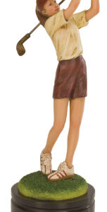 9 3/4 inch Painted Female Golfer Resin Trophy