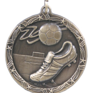 Soccer Medal with Red, White, Blue Ribbon