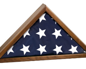 Memorial Flag Display with Walnut Piano Finish. Holds 5 X 9-1/2' Flag