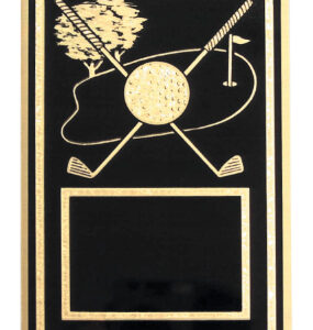 4 x 6 Black/Gold Golf Award Plate on Plaque with Engraving